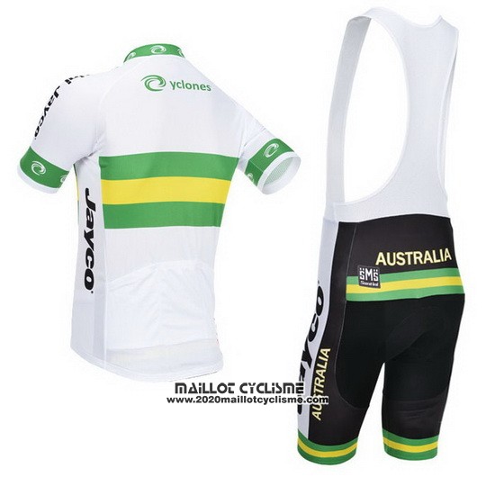 2013 Maillot Ciclismo Australie Blanc et Vert Manches Courtes et Cuissard